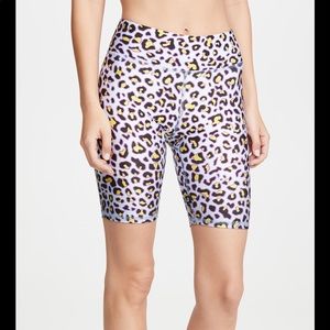 Terez Leopard Print Athletic Shorts - Purple and Yellow